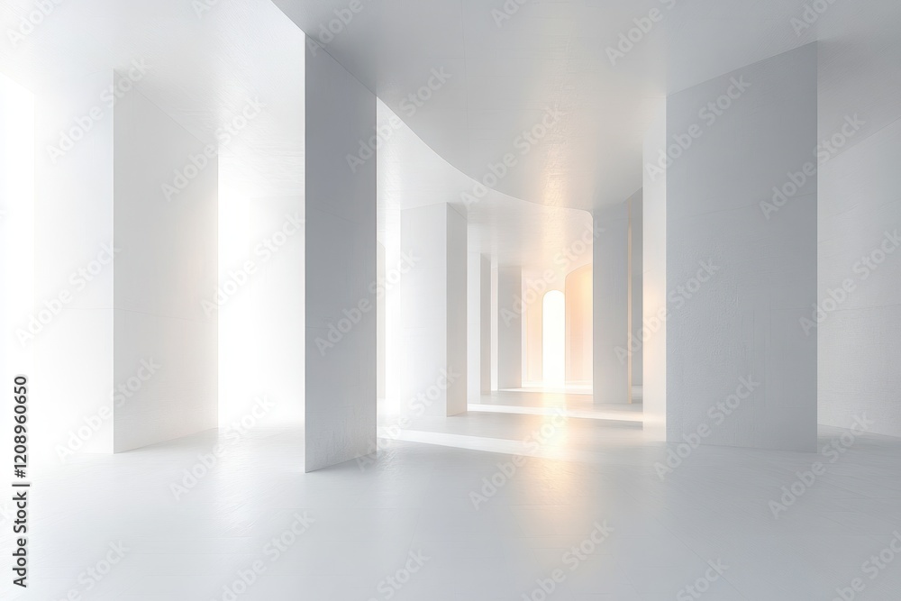 Poster minimalist geometric architecture background with soft ambient light and gentle shadows