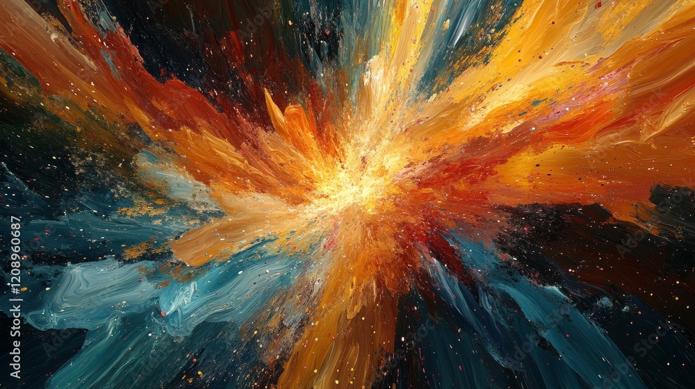 Poster explosion of colorful paints abstract digital background, generative ai