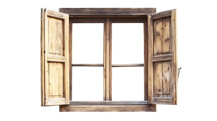 Obraz premium Rustic Wooden Window Pane Open Airy View
