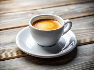 Obraz premium Elegant Espresso: White Ceramic Cup, Rich Crema, Architectural Photography