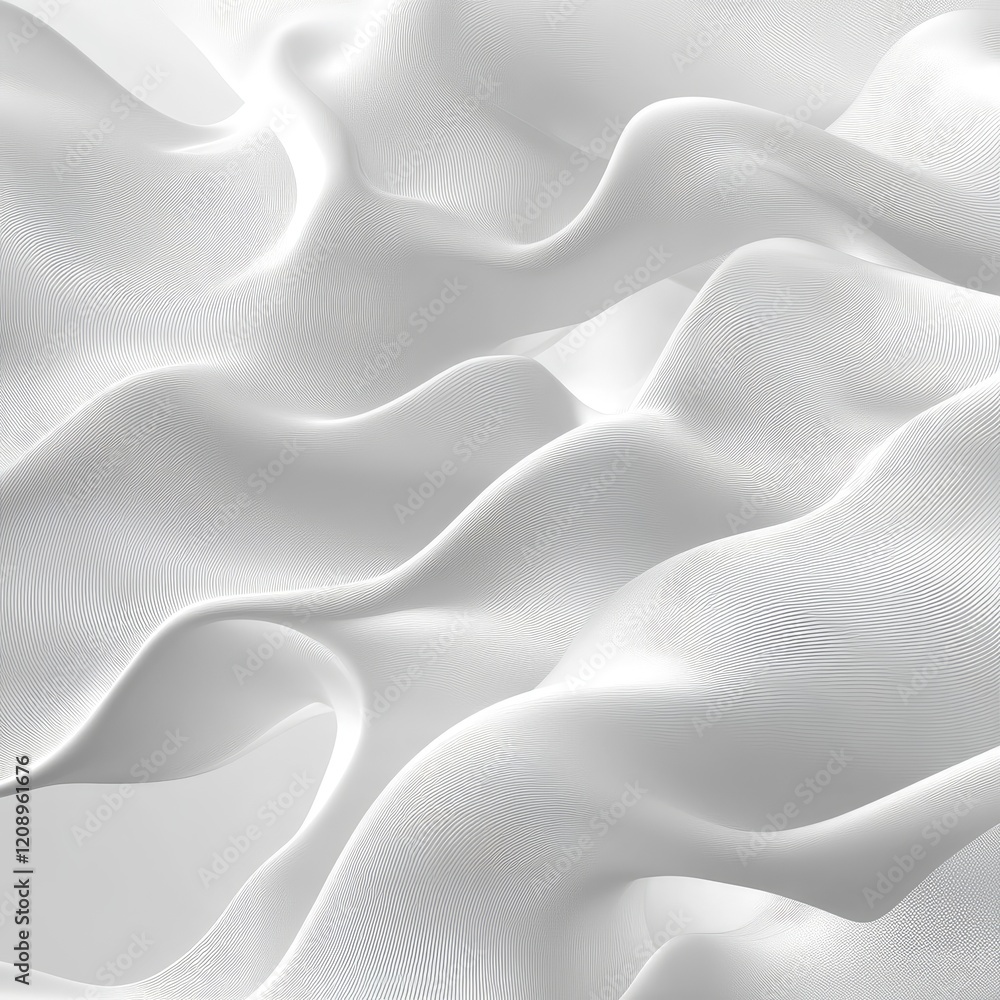 Poster abstract white digital background with smooth flow, generative ai