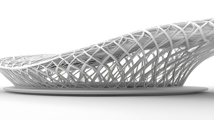 A close-up view of an aircraft wing, highlighting the intricate structure and aerodynamic design, set against a plain white backdrop