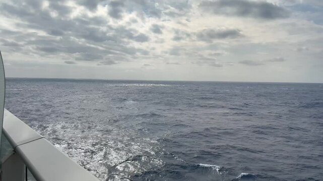View of the cruise ship balcony to over the sea landscape