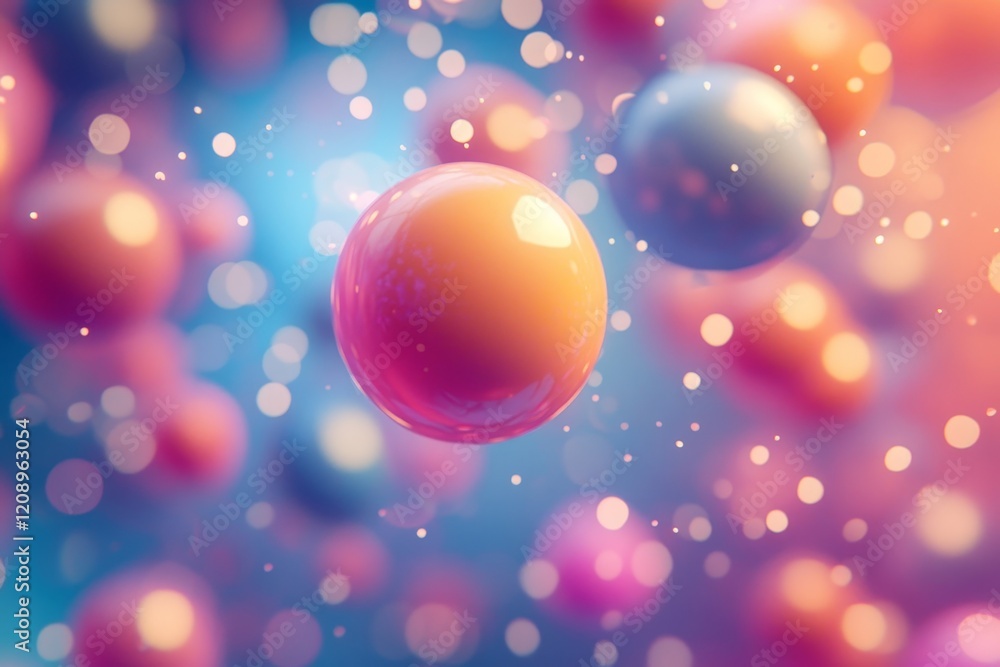 Aufkleber multicolored balloons digital background with floating light, generative ai