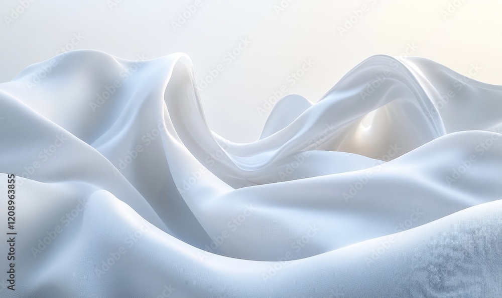 Aufkleber abstract white digital background with smooth flow, generative ai