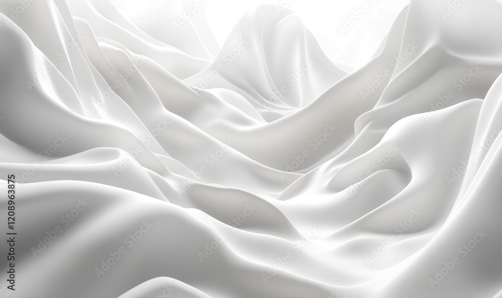 Poster abstract white digital background with smooth flow, generative ai