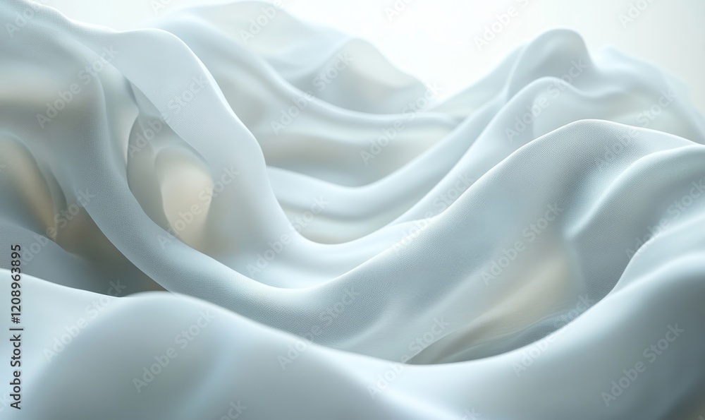 Poster abstract white digital background with smooth flow, generative ai