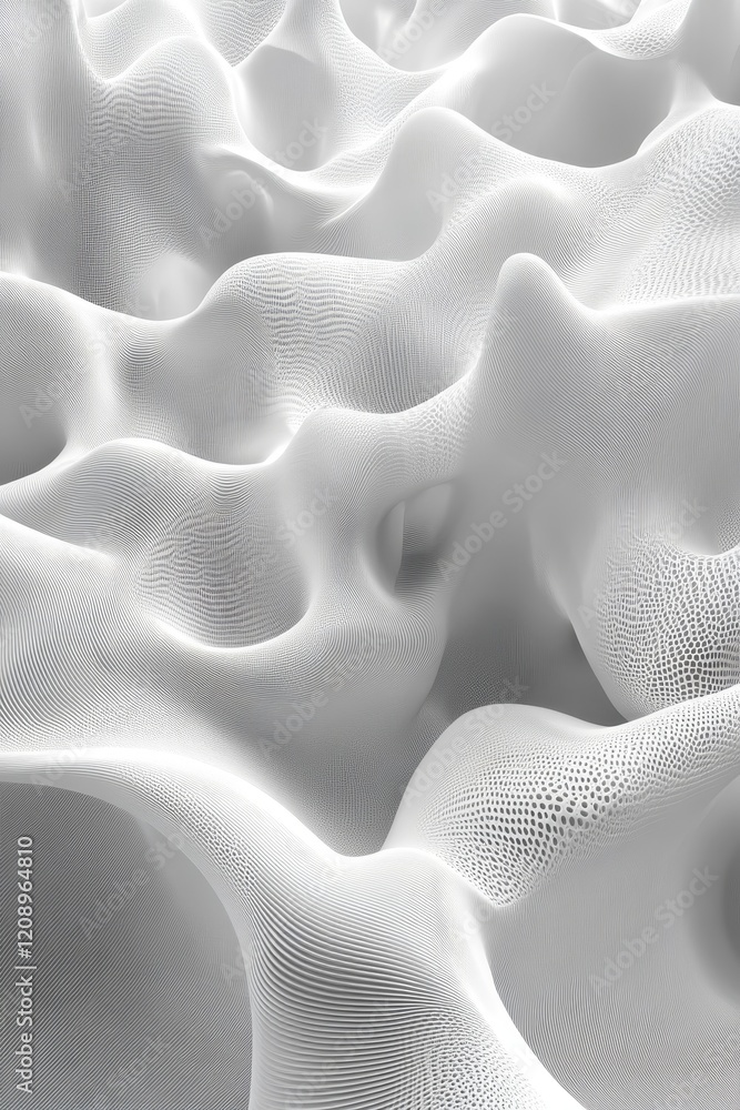 Aufkleber 3d gray wavy digital background with soft gradient, generative ai