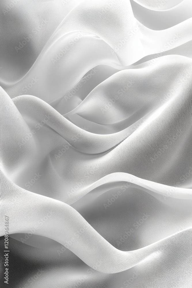 Aufkleber 3d gray wavy digital background with soft gradient, generative ai