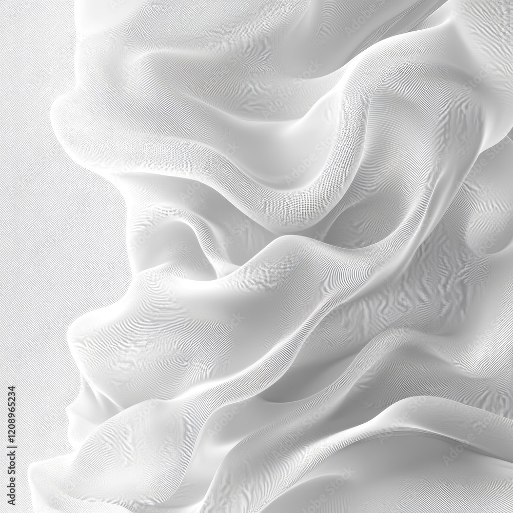 Poster abstract white digital background with smooth flow, generative ai