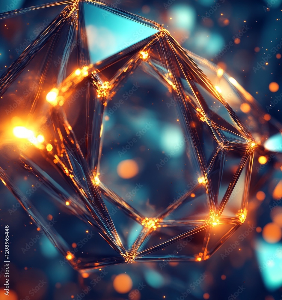 Poster abstract 3d digital background with geometric shapes, generative ai