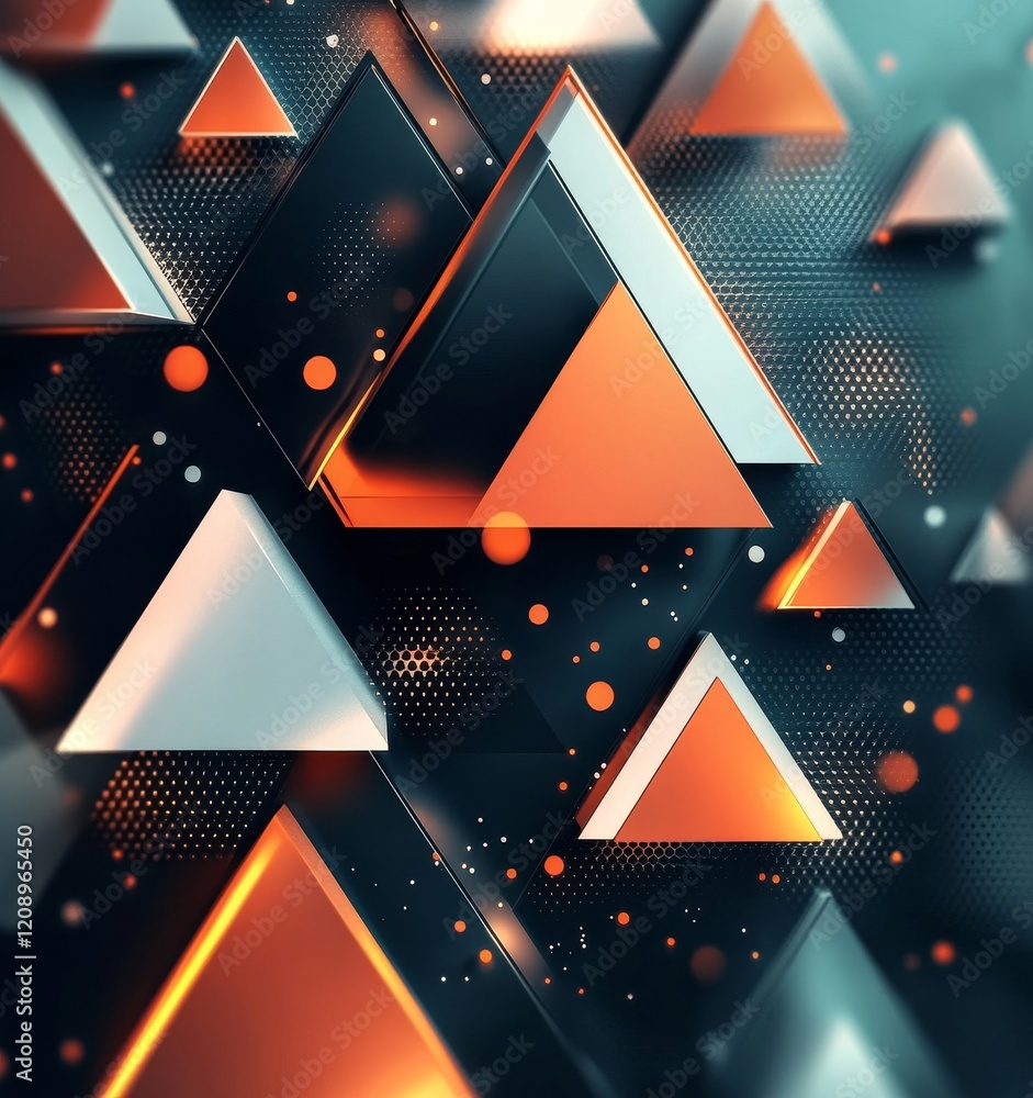 Poster abstract 3d digital background with geometric shapes, generative ai