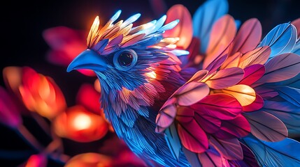 Obraz premium A sequence of vividly dazzling led avian appears