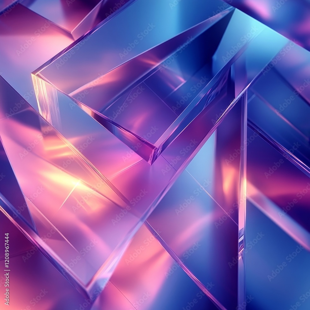 Poster abstract 3d digital background with geometric shapes, generative ai