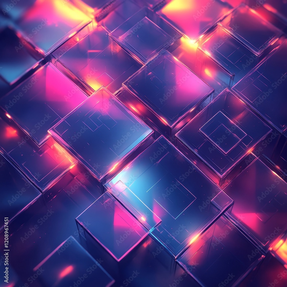 Poster abstract 3d digital background with geometric shapes, generative ai