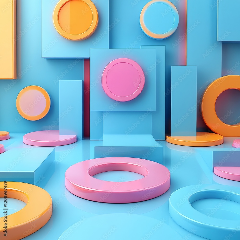 Poster abstract 3d digital background with geometric shapes, generative ai