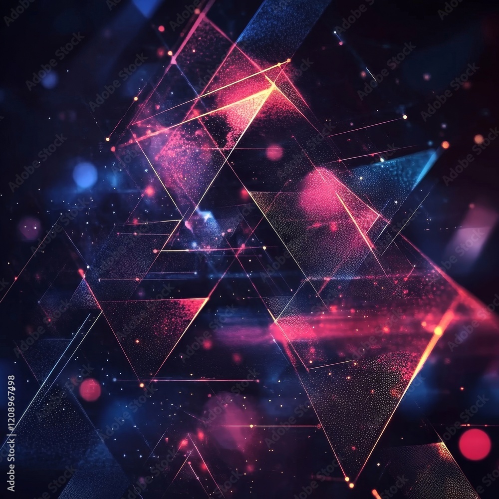 Fototapete abstract 3d digital background with geometric shapes, generative ai