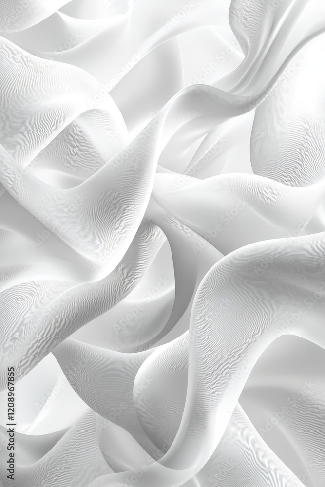 Poster abstract white digital background with smooth flow, generative ai