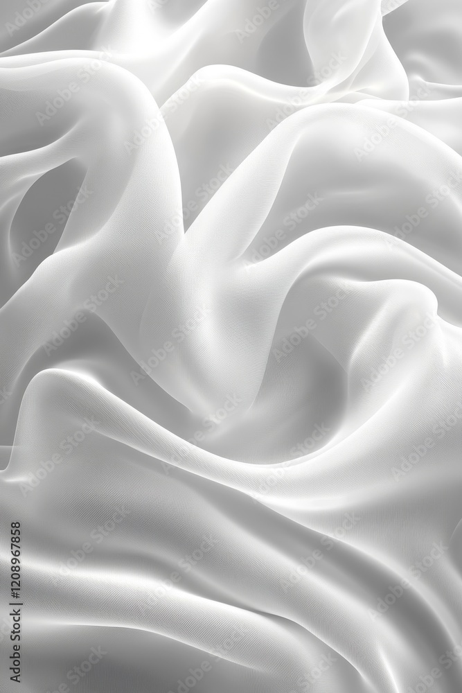 Poster abstract white digital background with smooth flow, generative ai