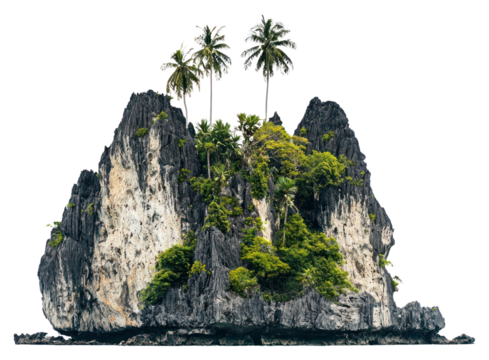 PNG Tall tropical rocky mountain island isolated nature.