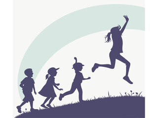 Kids Jumping Silhouette Vector. Kids Jumping Silhouette Vector Illustration for Playful and Childhood Design Concepts
