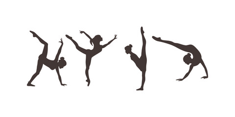 Set of Gymnast Dancer Silhouette Vector. Gymnast and Dancer Silhouette Vector Set | Artistic Gymnastics and Dance Poses Illustration