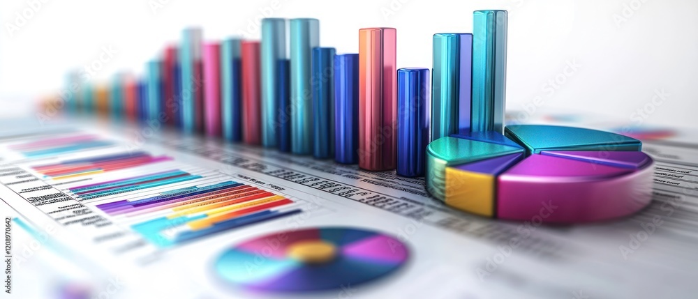 Poster colorful graphs and charts displaying data analysis trends