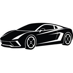 A sleek sports car with a low body and simple curves.