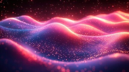 Abstract Waves of Light and Motion in Vibrant Digital Art Representing Innovation and Technology