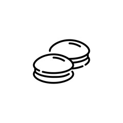 Dorayaki icon in black line style, japanese dessert icon isolated on white background