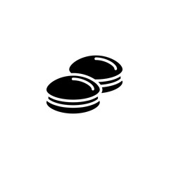 Dorayaki icon in black glyph style, japanese dessert icon isolated on white background