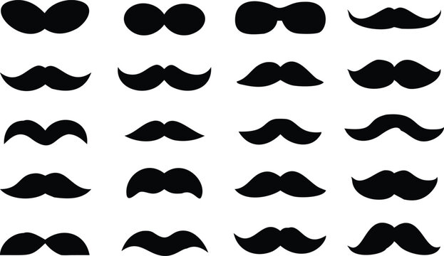 Set of mustache icon vector, Moustache Silhouette