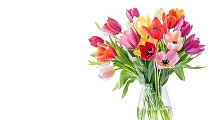 Watercolor Bouquet: Vibrant Flowers in Glass Vase