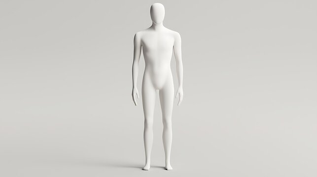 A minimalist, abstract representation of a human figure, standing upright with a smooth, featureless surface against a light background.
