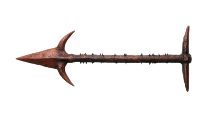 A traditional spear showcasing unique craftsmanship and age-old design. transparent background