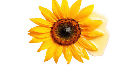 Naklejka premium A vibrant sunflower in full bloom, showcasing its bright yellow petals and rich brown center. transparent background