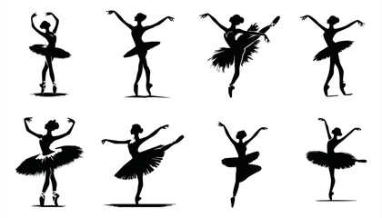 Ballet Dancer ballerina. Vector set Illustration silhouette of a dancer
