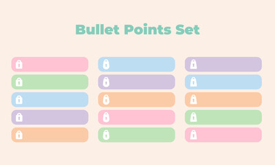 Fototapeta premium Bullet list set of padlock, simple design in three style.