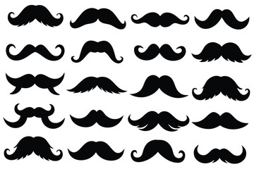 Different mustache collection white background
