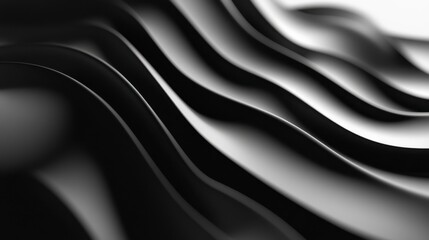 Fototapeta premium Abstract Dark Gray Wave Curves, Smooth 3D Render, Geometric Background, Monochromatic Design, Elegant, Subtle Shadows