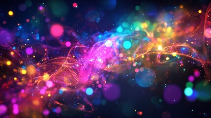 Fototapeta premium Neon Lights on Black Background, Abstract, Futuristic Space Lights