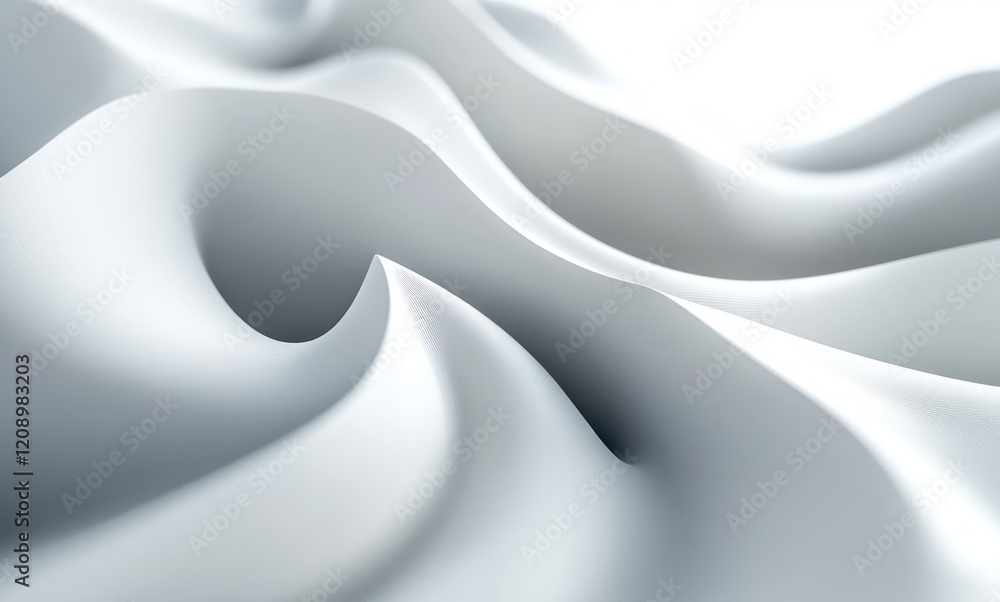 Poster abstract minimalist design with flowing white waves and soft lighting