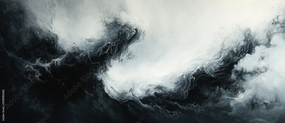 Poster abstract watercolor background in black and white with cloudy grunge texture soft fog lighting