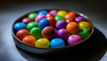 Lollipops swirl with rainbow hues, captivating the eye.  