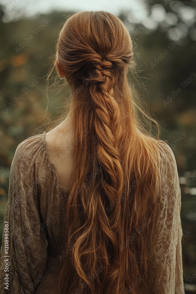 Canvas Prints A girl with beautiful very long brown hair with cascading tresses.