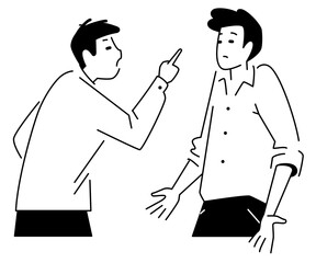 Two guys fighting, arguing, or quarreling