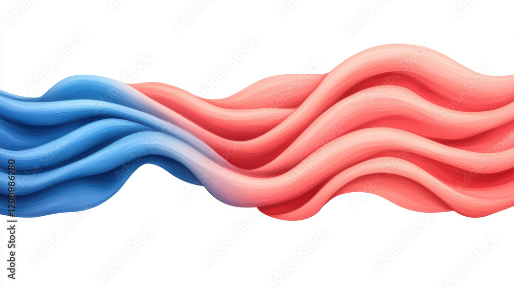 Poster flowing waves in blue and pink colors create dynamic visual effect