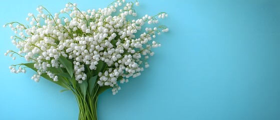 Fototapeta premium A Bouquet of Delicate White Lily of the Valley Flowers