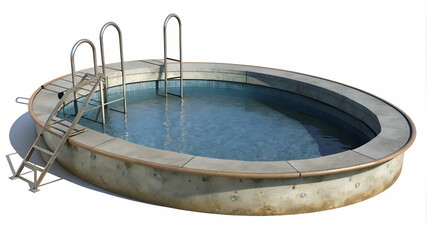 Fototapeta premium Round Concrete Swimming Pool with Ladders. Summer Fun