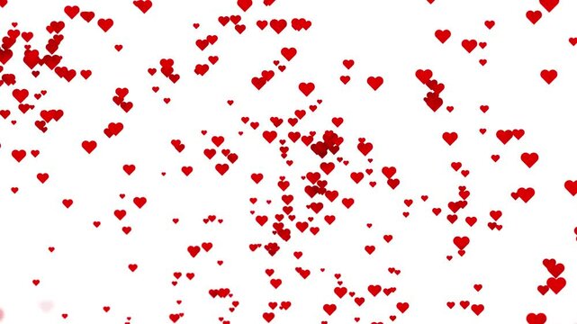 Redd hearts loop flyingon clean white background. Concept Valentine's day animation.
